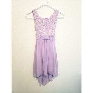 Elegant purple dress.